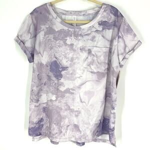 Stars Above Women's Purple Tie-Dye Satin Sleep T-Shirt Short Sleeve Size Large